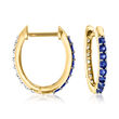 .25 ct. t.w. Diamond and .20 ct. t.w. Sapphire Reversible Huggie Hoop Earrings in 14kt Yellow Gold