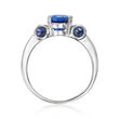C. 1990 Vintage 3.80 ct. t.w. Sapphire and 1.15 ct. t.w. Diamond Ring in 18kt White Gold