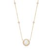 Opal and .19 ct. t.w. Diamond Station Necklace in 14kt Yellow Gold