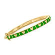 Green Enamel Heart Bangle Bracelet in 18kt Gold Over Sterling