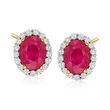 3.20 ct. t.w. Ruby and .51 ct. t.w. Diamond Earrings in 18kt Yellow Gold