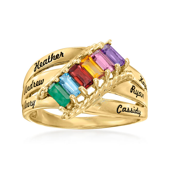 Personalized Birthstone and Name Ring in 14kt Gold