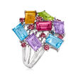 4.50 ct. t.w. Multi-Gemstone Cluster Ring in Sterling Silver