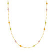 C. 1980 Vintage 19.20 ct. t.w. Multi-Gemstone Station Necklace in 14kt Yellow Gold