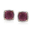 7.50 ct. t.w. Ruby and .27 ct. t.w. Diamond Earrings in 14kt Yellow Gold