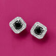 3.00 ct. t.w. Black and White Diamond Stud Earrings in Sterling Silver