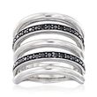 Italian .80 ct. t.w. Black Spinel Multi-Row Ring in Sterling Silver