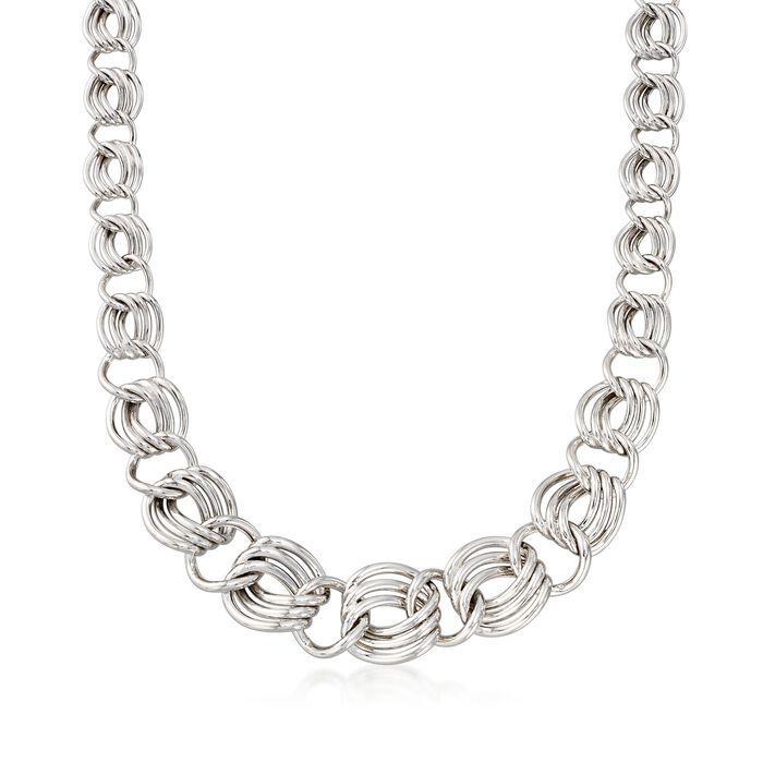 Sterling Silver Graduated Triple-Link Necklace