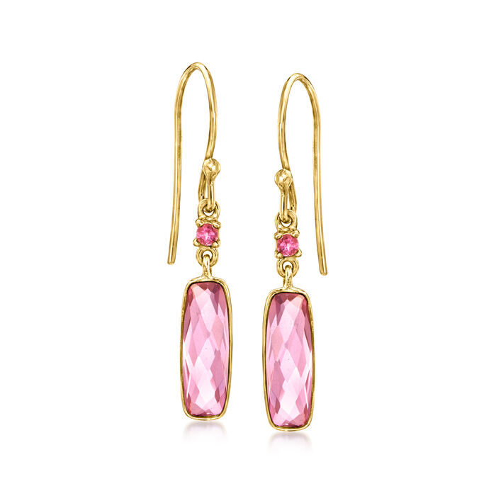 3.50 ct. t.w. Pink Topaz Drop Earrings in 18kt Gold Over Sterling