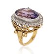 C. 1970 Vintage 23.00 Carat Amethyst and .75 ct. t.w. Diamond Ring in 18kt Two-Tone Gold