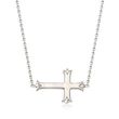 Sterling Silver Sideways Budded Cross Necklace