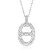 Charles Garnier &quot;Marina&quot; 2.30 ct. t.w. CZ Mariner-Link Pendant Necklace in Sterling Silver