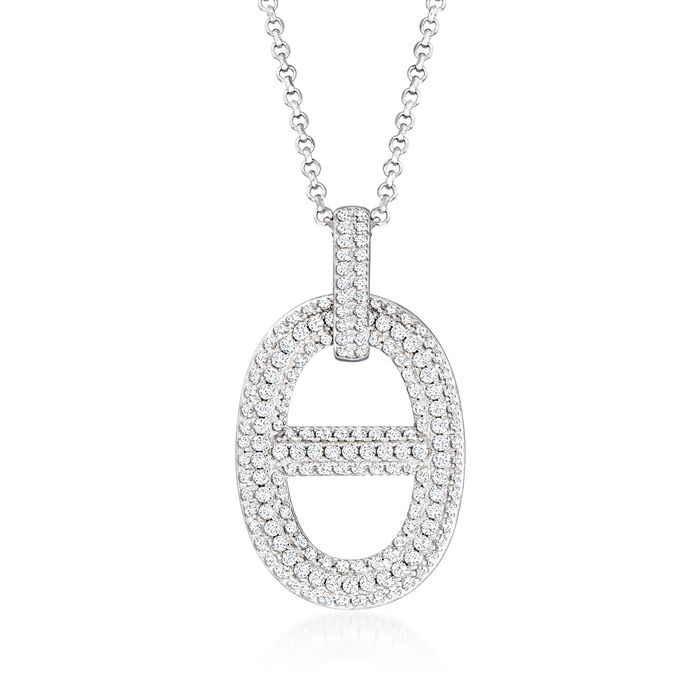 Charles Garnier &quot;Marina&quot; 2.30 ct. t.w. CZ Mariner-Link Pendant Necklace in Sterling Silver