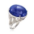 Cabochon Lapis Ring with .30 ct. t.w. White Topaz in Sterling Silver