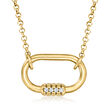 Italian .10 ct. t.w. CZ Carabiner Necklace in 18kt Gold Over Sterling