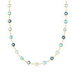 29.00 ct. t.w. Tonal Blue Topaz Station Necklace in 14kt Yellow Gold