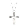 1.00 ct. t.w. Diamond Double-Row Cross Pendant Necklace in Sterling Silver