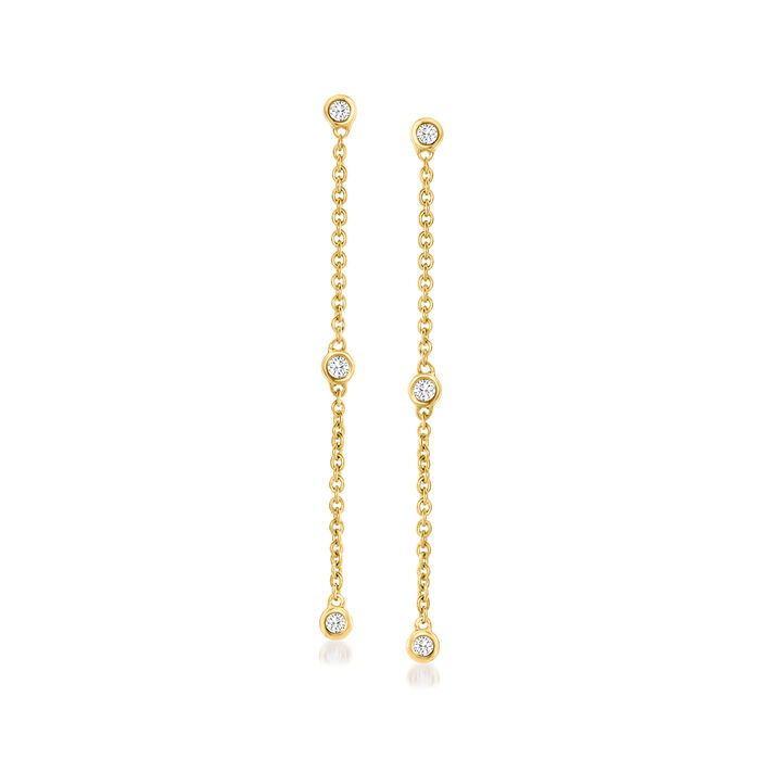 .15 ct. t.w. Bezel-Set Diamond Linear Drop Earrings in 14kt Yellow Gold