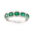 1.10 ct. t.w. Emerald Five-Stone Ring with .20 ct. t.w. Diamonds in 14kt White Gold
