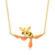 .50 ct. t.w. Citrine and Multicolored Enamel Honeybee Necklace in 18kt Gold Over Sterling
