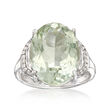 7.50 Carat Prasiolite Ring with White Topaz Accents in Sterling Silver