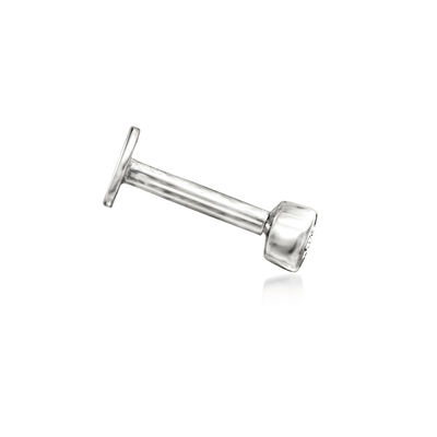 Bezel-Set Diamond-Accented Single Flat-Back Stud Earring in Sterling Silver