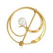 C. 1980 Vintage 5.5mm Cultured Pearl Swirl Circle Pin in 14kt Yellow Gold