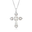 3-6mm Cultured Pearl Cross Pendant Necklace in Sterling Silver