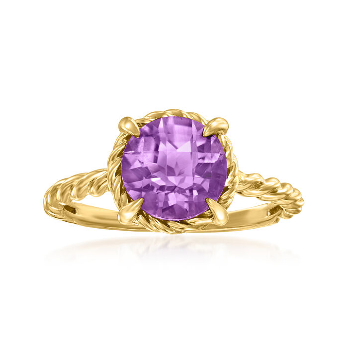 1.80 Carat Amethyst Roped Ring in 10kt Yellow Gold