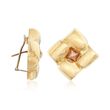 C. 1980 Vintage 18kt Two-Tone Gold Square Floral Earrings