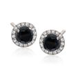1.40 ct. t.w. Black and White Diamond Halo Stud Earrings in Sterling Silver