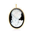C. 1980 Vintage Black Onyx and Mother-of-Pearl Cameo Pin/Pendant in 18kt Yellow Gold