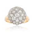 C. 1920 Vintage 1.10 ct. t.w. Diamond Cluster Ring in 14kt Two-Tone Gold