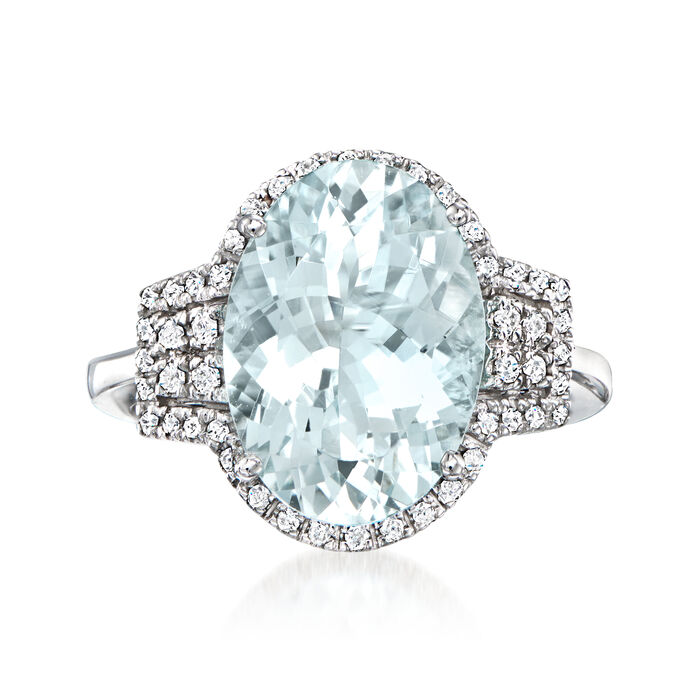 5.50 Carat Aquamarine Ring with .17 ct. t.w. Diamonds in 14kt White Gold