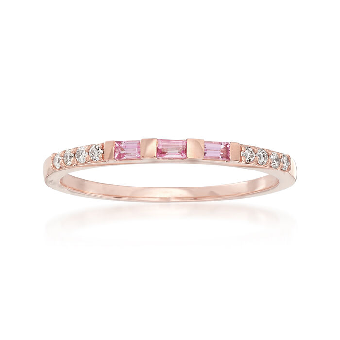 .10 ct. t.w. Pink Sapphire Ring with Diamond Accents in 14kt Rose Gold