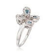 .50 ct. t.w. Blue and White Diamond Butterfly Ring in Sterling Silver
