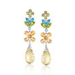 7.70 ct. t.w. Multi-Gemstone Drop Earrings with Diamond Accents in 14kt White Gold