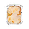 C. 1950 Vintage Brown Shell Cameo Pin/Pendant in 14kt White Gold