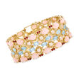 Pink Opal and 24.45 ct. t.w. Multi-Gemstone Bracelet in 18kt Gold Over Sterling 