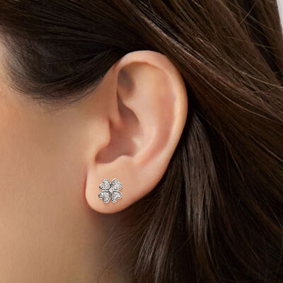 .20 ct. t.w. Diamond Clover Earrings in Sterling Silver