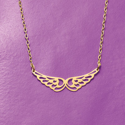 Italian 14kt Yellow Gold Angel Wings Necklace