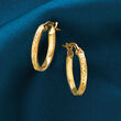 Italian 18kt Yellow Gold Textured Hoop Earrings