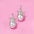 12mm Shell Pearl and .70 ct. t.w. White Topaz Crown Drop Earrings in Sterling Silver