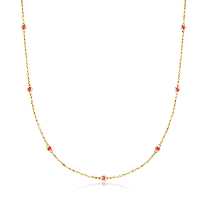 .20 ct. t.w. Ruby Station Necklace in 10kt Yellow Gold