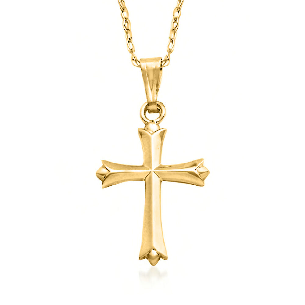 Child's 14kt Yellow Gold Cross Pendant Necklace. 15