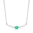 .50 Carat Emerald and .34 ct. t.w. Diamond Curve Necklace in 18kt White Gold