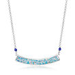 Italian Florentine Paper Bar Necklace with Lapis Beads in Sterling Silver