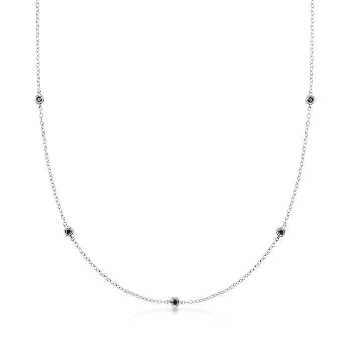 .20 ct. t.w. Black Diamond Station Necklace in Sterling Silver