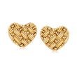 C. 1992 Vintage Tiffany Jewelry 18kt Yellow Gold Basketweave Heart Clip-On Earrings