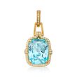 Judith Ripka &quot;Arianna&quot; 17.06 Carat Blue Topaz and .49 ct. t.w. Diamond Pendant in 18kt Yellow Gold
